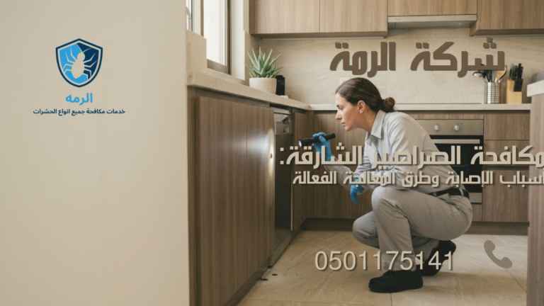 فحص أماكن اختباء الصراصير داخل مطبخ في الشارقة